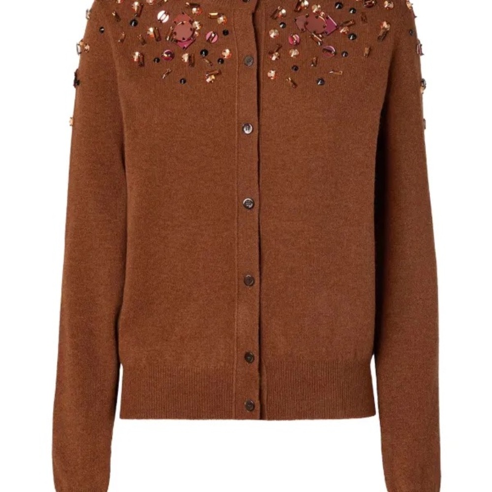 Fendi Embellished Brown Sweater